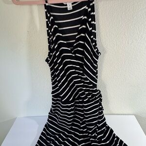Market Spruce Black and White Striped Women's Wrap Look Romper SZ M